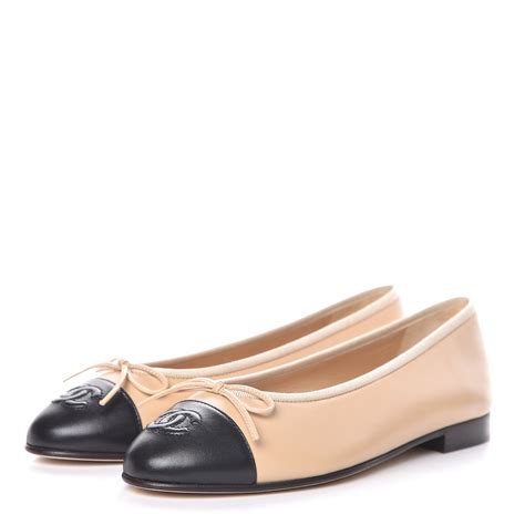 chanel flats beige and black.